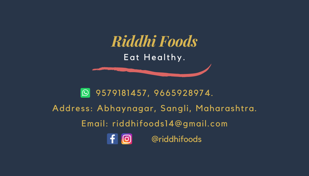 Riddhi Foods, Business Card, Back Side
